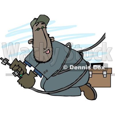Mexican Repairman Working with Cable Wires Clipart Illustration © djart #5662