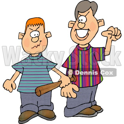 Two School Bullies Picking a Fight Clipart Illustration © djart #5663