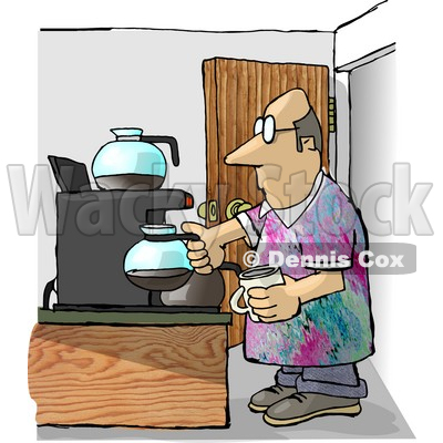 Male Worker Getting a Cup of Coffee During His Break On Casual Friday Clipart Illustration © djart #5829