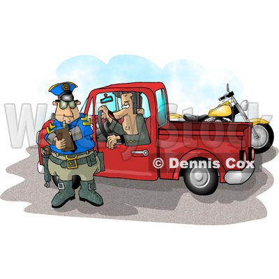 Pulled Over Man in a Truck Watching a Cop Writing a Speeding Ticket Clipart Illustration © djart #5833