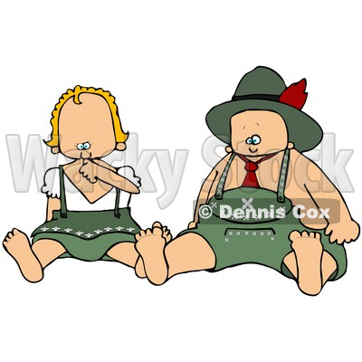 Royalty-Free (RF) Clipart Illustration of an Oktoberfest Baby Boy And Girl © djart #59118