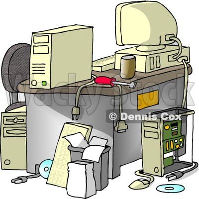 Messy Computer Desk Clipart Picture © djart #5938