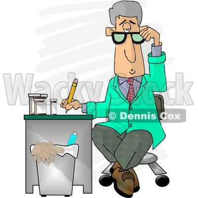 Medical Doctor Taking Notes While Sitting at a Desk in a Hospital Clipart Picture © djart #5956