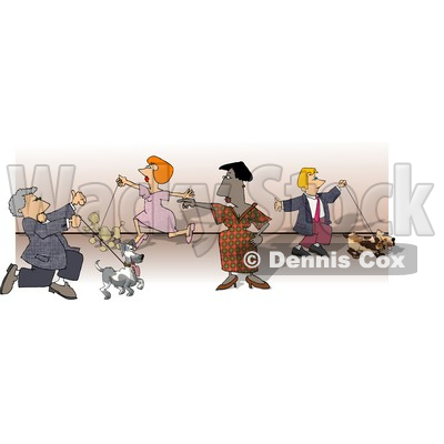 clip art person walking. People Walking Their Dogs at a
