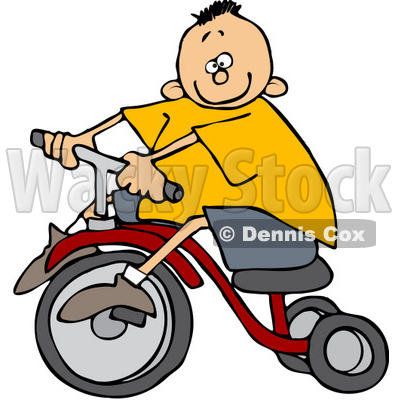 Royalty-Free (RF) Clipart Illustration of a Little Boy In A Yellow Shirt, Riding A Tricycle © djart #59711