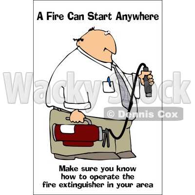 Royalty-Free (RF) Clipart Illustration of a Man Carrying A Fire Extinguisher © djart #59730