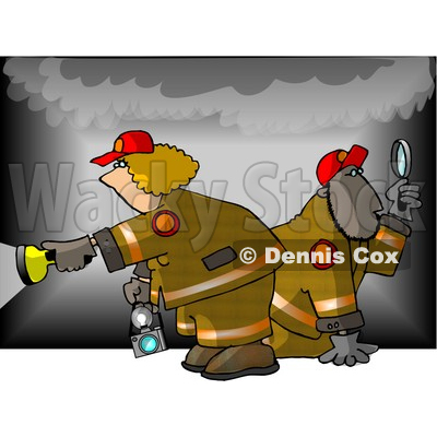 Man and Woman During a Fire Investigation Clipart Picture © djart #5975