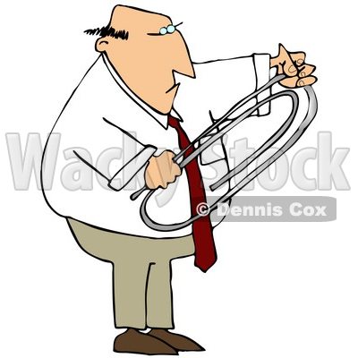 Royalty-Free (RF) Clipart Illustration of a Businessman Holding A Giant Paper Clip © djart #59779