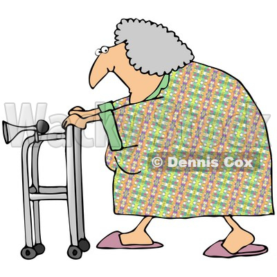 Royalty-Free (RF) Clipart Illustration of a Granny Walking By With Her Walker © djart #59786