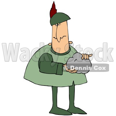 Royalty-Free (RF) Clipart Illustration of Robin Hood Carrying A Rock © djart #59812