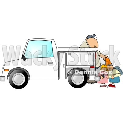 Royalty-Free (RF) Clipart Illustration of Children Watching A Man Set Out Construction Cones © djart #59813