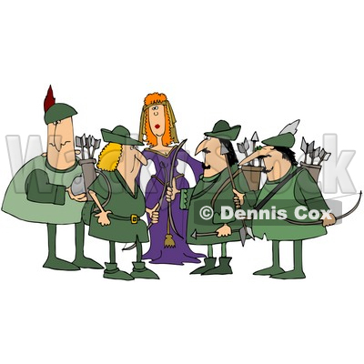 Royalty-Free (RF) Clipart Illustration of a Princess Surrounded By Robin Hood And His Merry Men © djart #59815