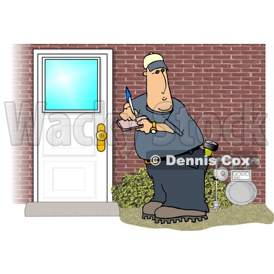 Meter Man Collecting Natural Gas Usages from Residential Houses Clipart Picture © djart #5998