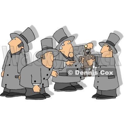 Men With Shadows, Holding up the Groundhog on Groundhog Day Clipart © djart #6033