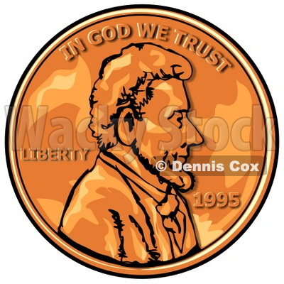 Close Up of an American Penny, Worth One Cent Clipart Picture © djart #6071