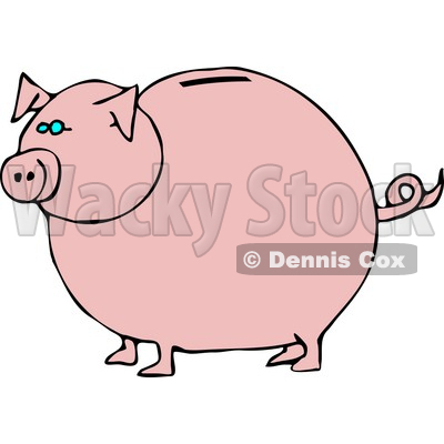 Pink Piggy Bank with Blue Eyes Clipart Picture © djart #6077