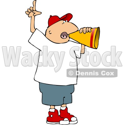 Man Yelling Through Megaphone and Pointing Finger Up Clipart Picture © djart #6101