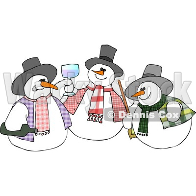 Three Snowmen Drinking and Toasting Clipart © djart #6122