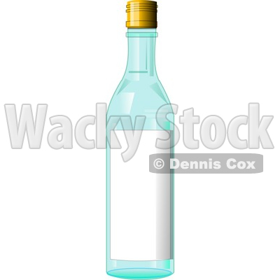 Blue Glass Bottle With a Blank Label on it Clipart Illustration © djart #6136