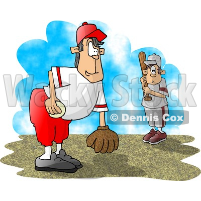 Little League Baseball Pitcher and Batter Clipart Picture © djart #6177