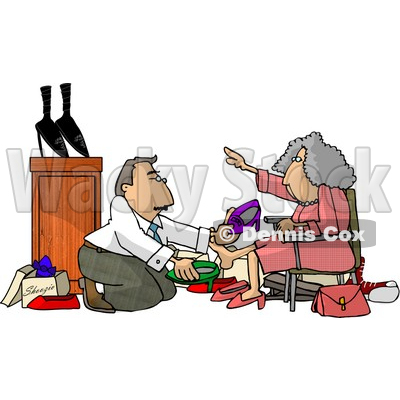 Shoe Salesman Helping an Elderly Woman Pick Out a New Pair of Shoes Clipart Picture © djart #6209