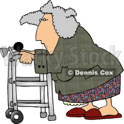 Senior Woman Using a Walker With a Horn Attached Clipart Picture © djart #6217