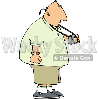 Tourist Man With a Pony Tail, Taking a Photo With a Digital Camera Clipart Picture © djart #6251