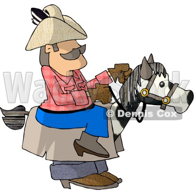 Cowboy Riding a Stick Horse Clipart Picture © djart #6264