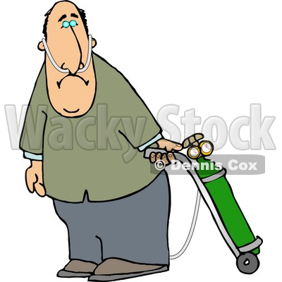Middle Aged Man on Oxygen Therapy Clipart Picture © Dennis Cox #6268