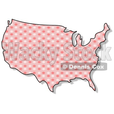 Royalty-Free (RF) Clipart Illustration of a Pink Floral USA Map © djart #62948