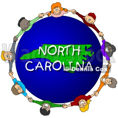 Royalty-Free (RF) Clipart Illustration of Children Holding Hands In A Circle Around A North Carolina Globe © djart #62965