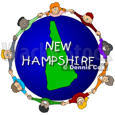 Royalty-Free (RF) Clipart Illustration of Children Holding Hands In A Circle Around A New Hampshire Globe © djart #62966