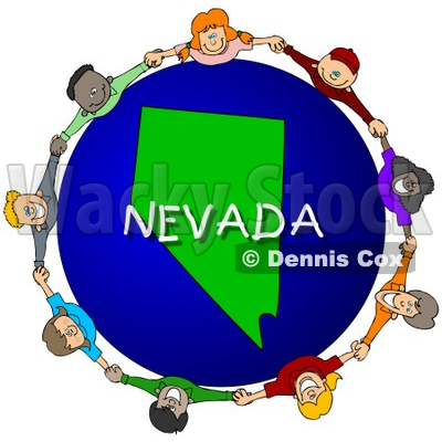 Royalty-Free (RF) Clipart Illustration of Children Holding Hands In A Circle Around A Nevada Globe © djart #62971
