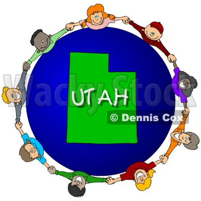 Royalty-Free (RF) Clipart Illustration of Children Holding Hands In A Circle Around A Utah Globe © djart #62985