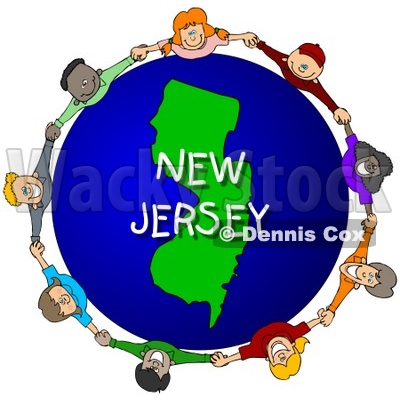 Royalty-Free (RF) Clipart Illustration of Children Holding Hands In A Circle Around A New Jersey Globe © djart #62987