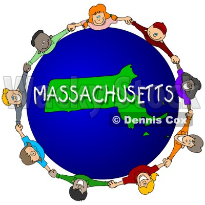 Royalty-Free (RF) Clipart Illustration of Children Holding Hands In A Circle Around A Massachusetts Globe © djart #62993