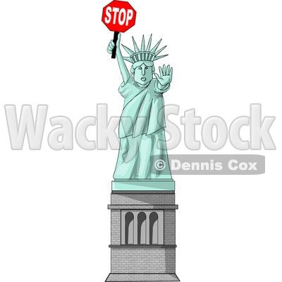 Statue of Liberty Holding a Stop Sign Clipart Picture © djart #6304