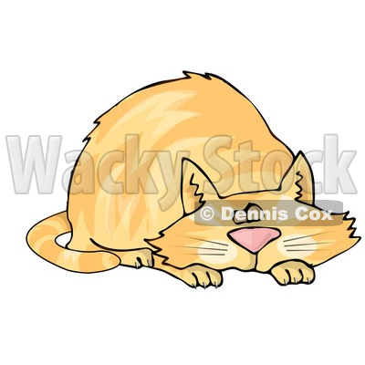 Chubby Orange Tabby Cat Taking a Cat Nap Clipart Picture © djart #6328