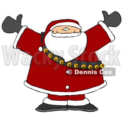 Santa Claus in Full Uniform and Bells, With His Arms Up Clipart © djart #6504