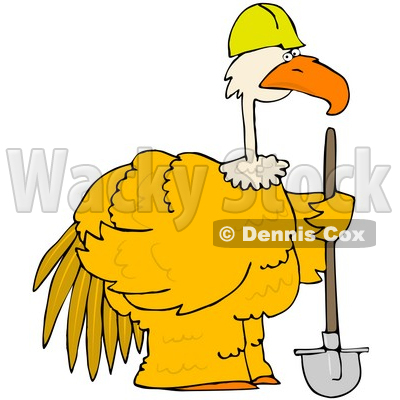 Royalty-Free (RF) Clipart Illustration of a Large Yellow Construction Bird Holding A Shovel © djart #67135