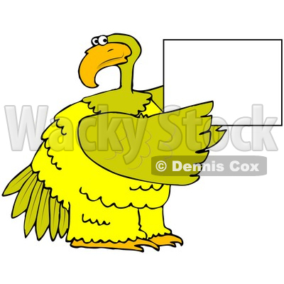 Royalty-Free (RF) Clipart Illustration of a Large Yellow Bird Holding up a Blank Sign © djart #67136