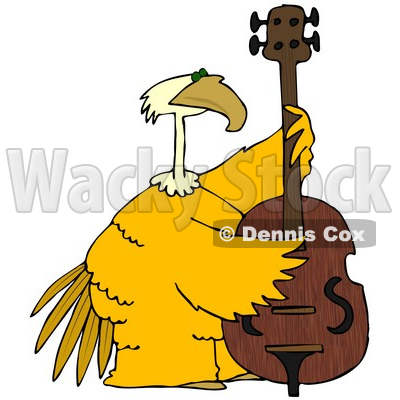 Royalty-Free (RF) Clipart Illustration of a Large Yellow Bird Playing a Bass © djart #67137
