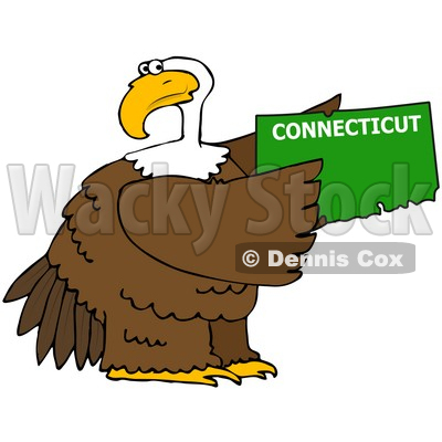 Royalty-Free (RF) Clipart Illustration of a Bald Eagle Holding A Green State Of Connecticut © djart #67146