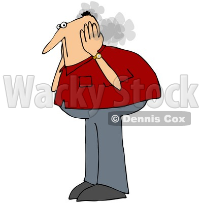 Royalty-Free (RF) Clipart Illustration of a Caucasian Man Covering His Steaming Ears © djart #72781