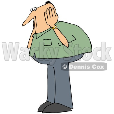 Royalty-Free (RF) Clipart Illustration of a Caucasian Man In A Green Shirt, Covering His Ears © djart #72782