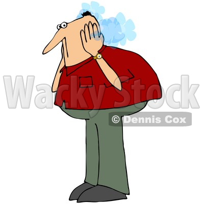 Royalty-Free (RF) Clipart Illustration of a Caucasian Guy Covering His Steaming Ears © djart #72783