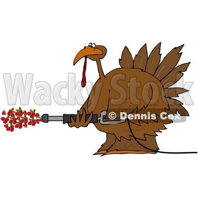 Royalty-Free (RF) Clipart Illustration of a Thanksgiving Turkey Spraying Cranberries Out Of A Pressure Washer © djart #78923