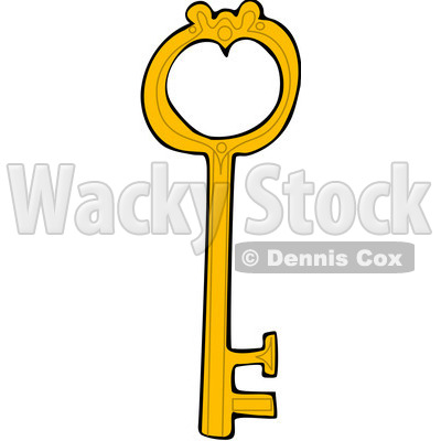 Royalty-Free (RF) Clipart Illustration of a Yellow Skeleton Key With A Heart