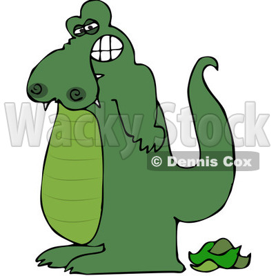 Royalty-Free (RF) Clipart Illustration of a Green Alligator Standing Over His Poop © djart #84893