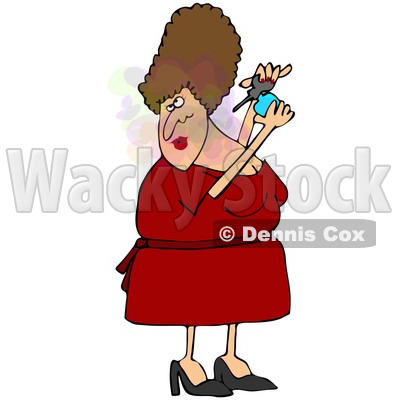 Royalty-Free (RF) Clipart Illustration of a Chubby Brunette Woman Spritzing On Perfume © djart #86482